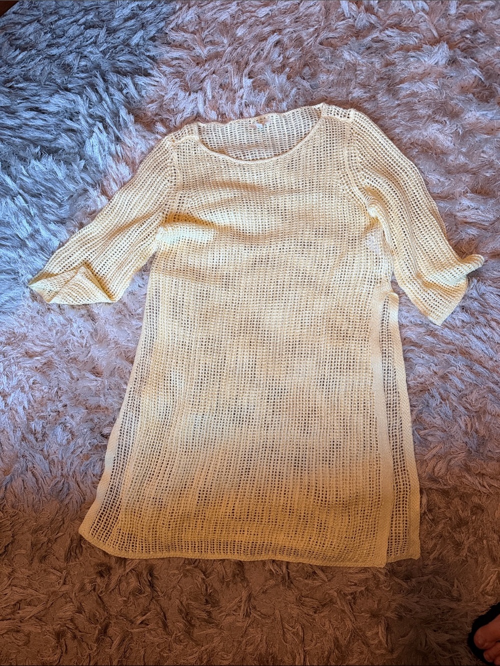 Eileen Fisher Pale Yellow Open-Knit Tunic